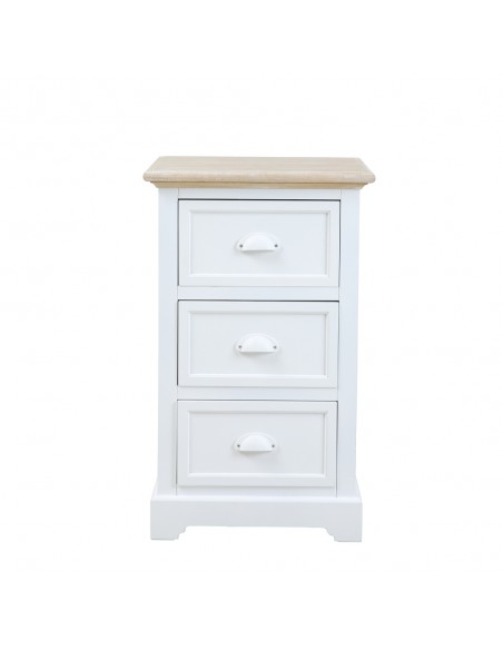 Skip to the beginning of the images gallery KIMOLOS NIGHTSTAND 3DRAWERS LACQUERED MDF WHITE VENEER NATURAL E1 PRC