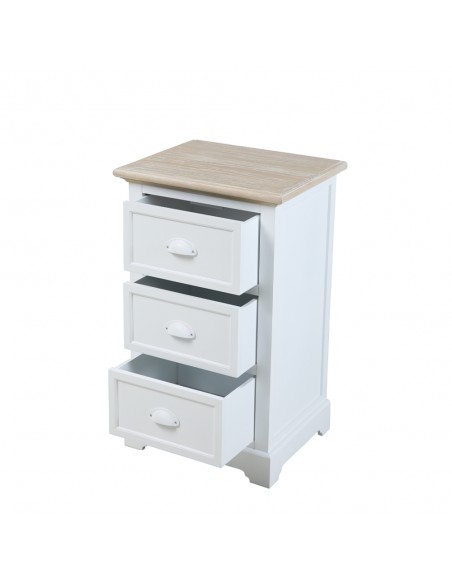 Skip to the beginning of the images gallery KIMOLOS NIGHTSTAND 3DRAWERS LACQUERED MDF WHITE VENEER NATURAL E1 PRC
