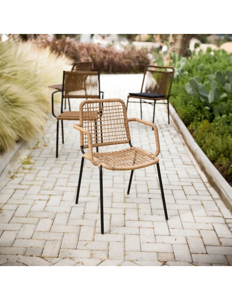 HANG CHAIR PE WOVEN NATURAL DARK BLACK 48x61xH83cm