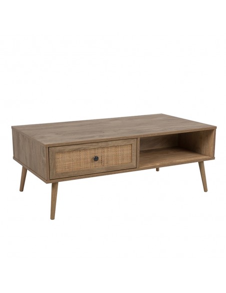 AMMOS COFFEE TABLE 1DRAWER CHIPBOARD WITH MELAMINE CARTA NATURAL WITH RATTAN 110x59xH41,4cm E1 PRC