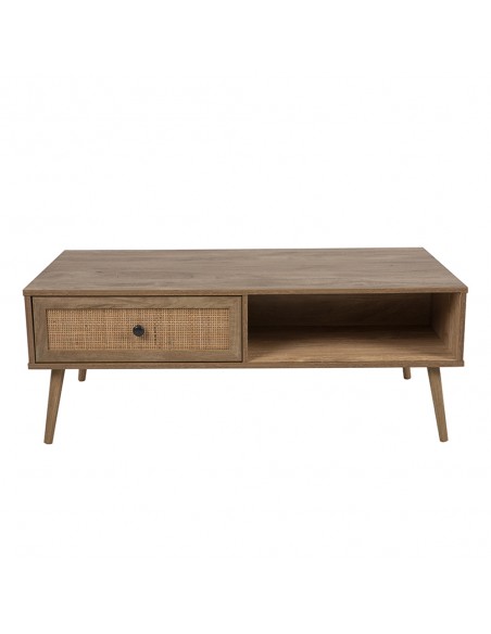 AMMOS COFFEE TABLE 1DRAWER CHIPBOARD WITH MELAMINE CARTA NATURAL WITH RATTAN 110x59xH41,4cm E1 PRC