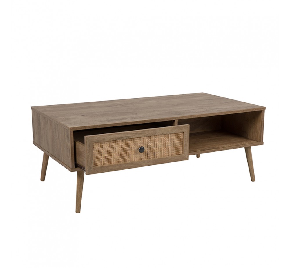 AMMOS COFFEE TABLE 1ΣΥΡΤΑΡΙ ΦΥΣΙΚΟ ΜΕ RATTAN 110x59xH41-4cm