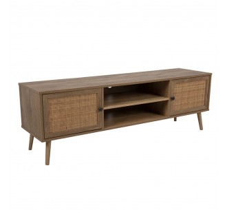 AMMOS TV STAND 2ΠΟΡΤΕΣ ΦΥΣΙΚΟ ΜΕ RATTAN 150x39xH49cm