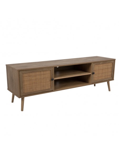 AMMOS TV STAND 2DOORS CHIPBOARD WITH MELAMINE CARTA NATURAL WITH RATTAN 150x39xH49cm E1 PRC