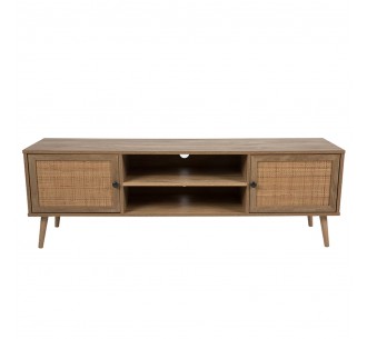 AMMOS TV STAND 2DOORS CHIPBOARD WITH MELAMINE CARTA NATURAL WITH RATTAN 150x39xH49cm E1 PRC 2