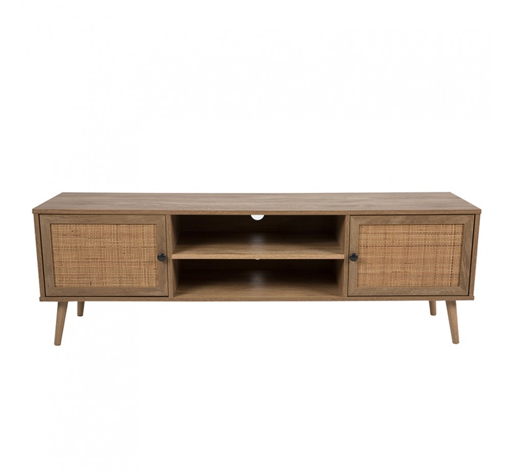 AMMOS TV STAND 2DOORS CHIPBOARD WITH MELAMINE CARTA NATURAL WITH RATTAN 150x39xH49cm E1 PRC