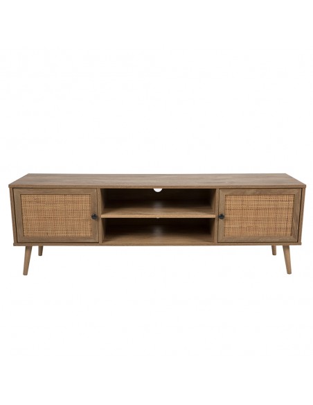 AMMOS TV STAND 2DOORS CHIPBOARD WITH MELAMINE CARTA NATURAL WITH RATTAN 150x39xH49cm E1 PRC