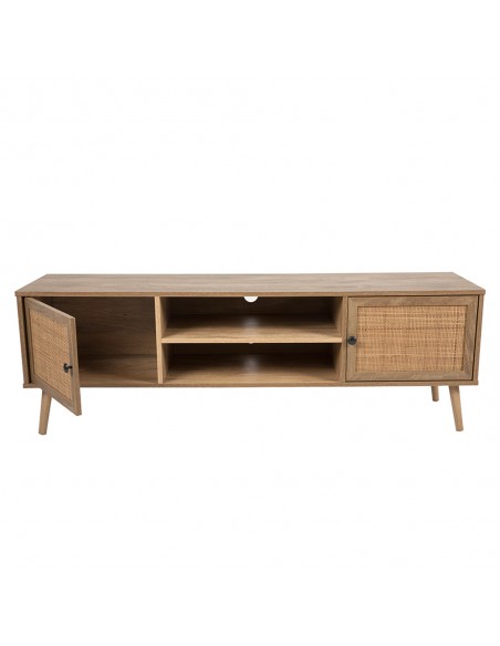 AMMOS TV STAND 2DOORS CHIPBOARD WITH MELAMINE CARTA NATURAL WITH RATTAN 150x39xH49cm E1 PRC
