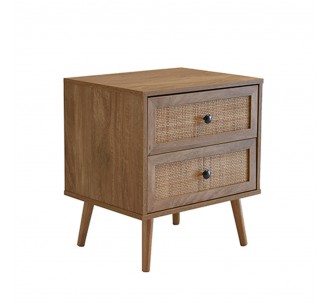 AMMOS NIGHTSTAND 2DRAWERS CHIPBOARD WITH MELAMINE CARTA NATURAL WITH RATTAN 50x39xH54,8cm