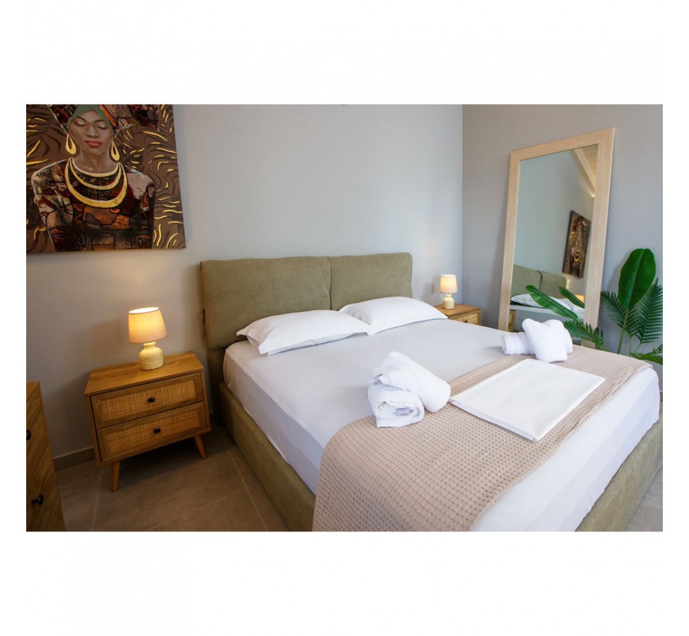 AMMOS NIGHTSTAND 2DRAWERS CHIPBOARD WITH MELAMINE CARTA NATURAL WITH RATTAN 50x39xH54,8cm