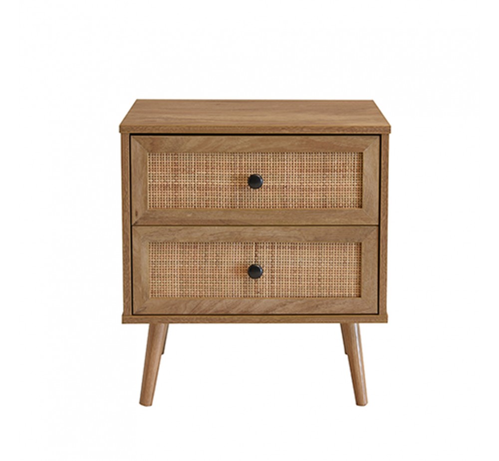 AMMOS ΚΟΜΟΔΙΝΟ 2ΣΥΡΤΑΡΙΑ ΦΥΣΙΚΟ ΜΕ RATTAN 50x39xH54,8cm