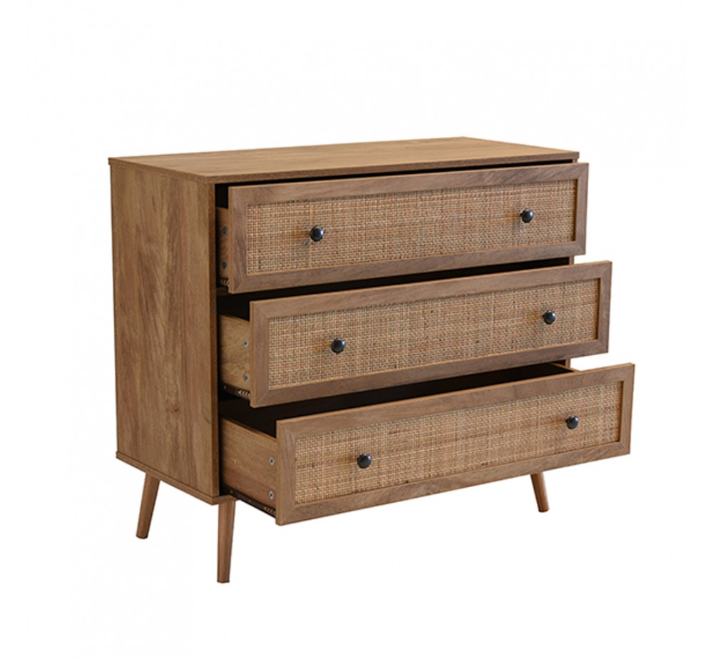 AMMOS ΚΟΜΟΤΑ 3ΣΥΡΤΑΡΙΑ ΦΥΣΙΚΟ ΜΕ RATTAN 90x39xH79cm