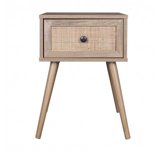AMMOS NIGHTSTAND 1DRAWER CHIPBOARD WITH MELAMINE CARTA NATURAL WITH RATTAN E1 PRC 2
