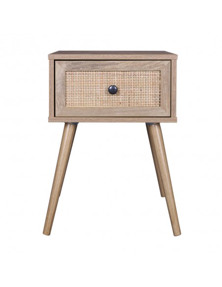 AMMOS NIGHTSTAND 1DRAWER CHIPBOARD WITH MELAMINE CARTA NATURAL WITH RATTAN E1 PRC