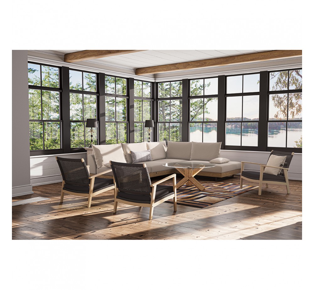 GLASS COFFEE TABLE ΔΙΑΦΑΝΟ OAK 80x80xH42cm