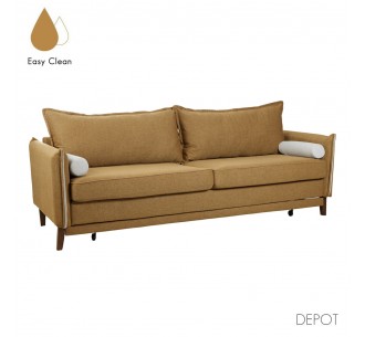 COMMODO SOFA BED 3SEAT EASY CLEAN FABRIC CAMEL BEIGE E1 EU