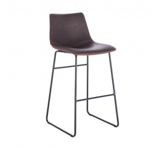 NUEVO XL ΣΚΑΜΠO BAR ΚΑΦΕ ANTIQUE WASHED ΜΑΥΡΟ 47x57xH100cm