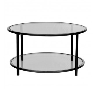 MOON COFFEE TABLE ΔΙΑΦΑΝΟ ΜΑΥΡΟ 80x80xH42cm