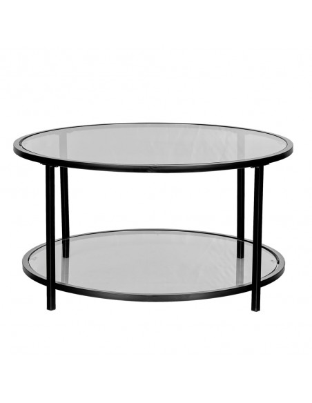 MOON COFFEE TABLE ΔΙΑΦΑΝΟ ΜΑΥΡΟ 80x80xH42cm