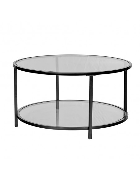 MOON COFFEE TABLE ΔΙΑΦΑΝΟ ΜΑΥΡΟ 80x80xH42cm