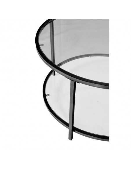 MOON COFFEE TABLE ΔΙΑΦΑΝΟ ΜΑΥΡΟ 80x80xH42cm
