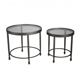 GRANAZ SIDE TABLE SET 2ΤΕΜ GUNMETAL 65x65xH60cm