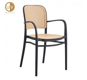 VIENNA ARMCHAIR BLACK NATURAL 55x53xH85,5cm