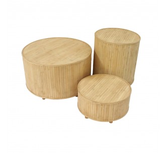 RIBBONS SIDE TABLE SET 3PCS NATURAL 61x61xH34cm