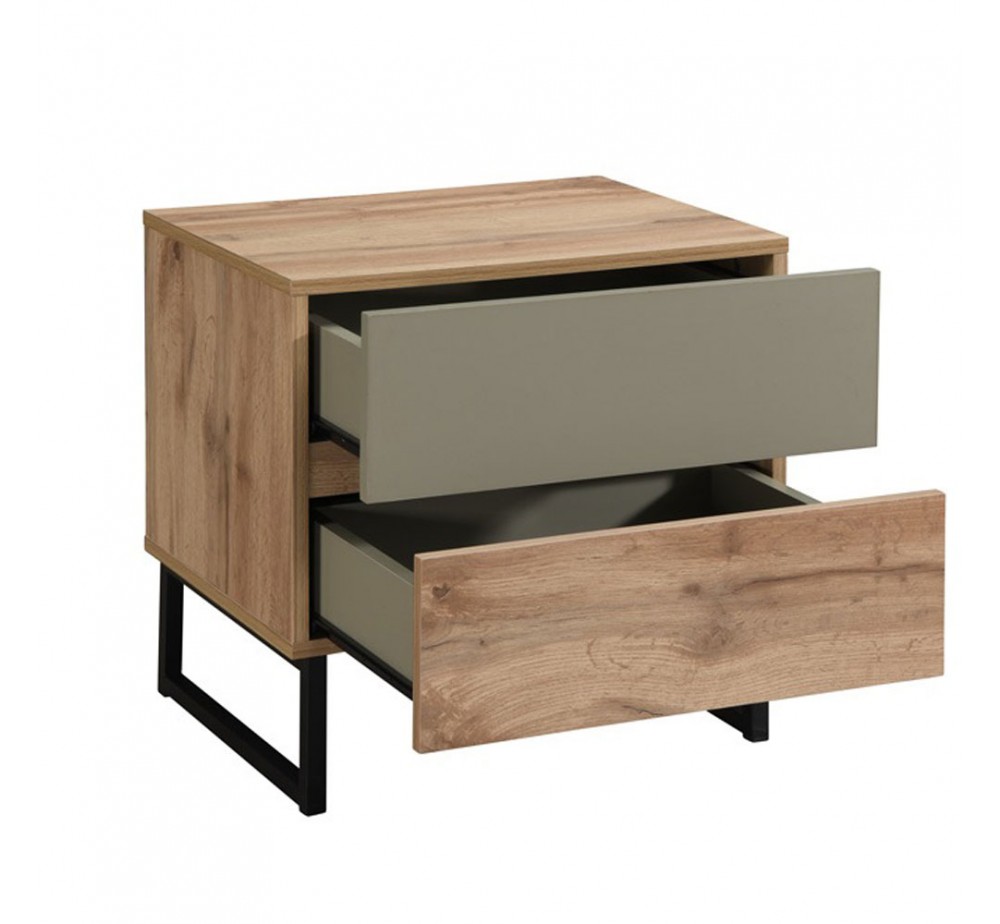 VERDE NIGHTSTAND 2DRAWERS NATURAL MINT 50x41,5xH50cm
