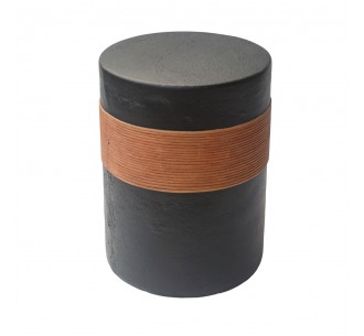 BELT SIDE TABLE BLACK REDDISH BROWN 38,5x38,5xH52cm