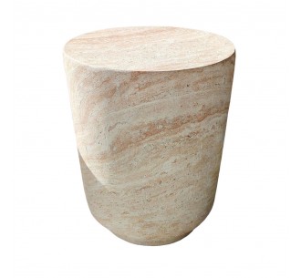 LITHOS ROUND SIDE TABLE BEIGE 35x35xH46,5cm