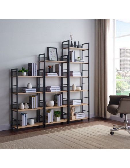 NEST BOOKCASE MELAMINE NATURAL BLACK E1 PRC