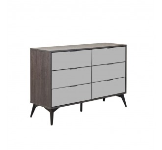 SPECCHIO PEDESTAL 6DRAWERS BLACK OAK MIRROR 120x39xH80cm