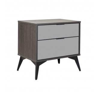 SPECCHIO NIGHTSTAND 2DRAWERS BLACK OAK MIRROR 58x39xH55cm