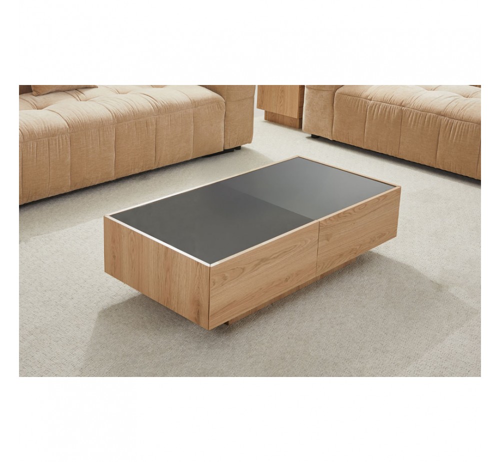 CUBIUS COFFEE TABLE ΦΥΣΙΚΟ ΦΙΜΕ ΜΑΥΡΟ 118x59xH33cm