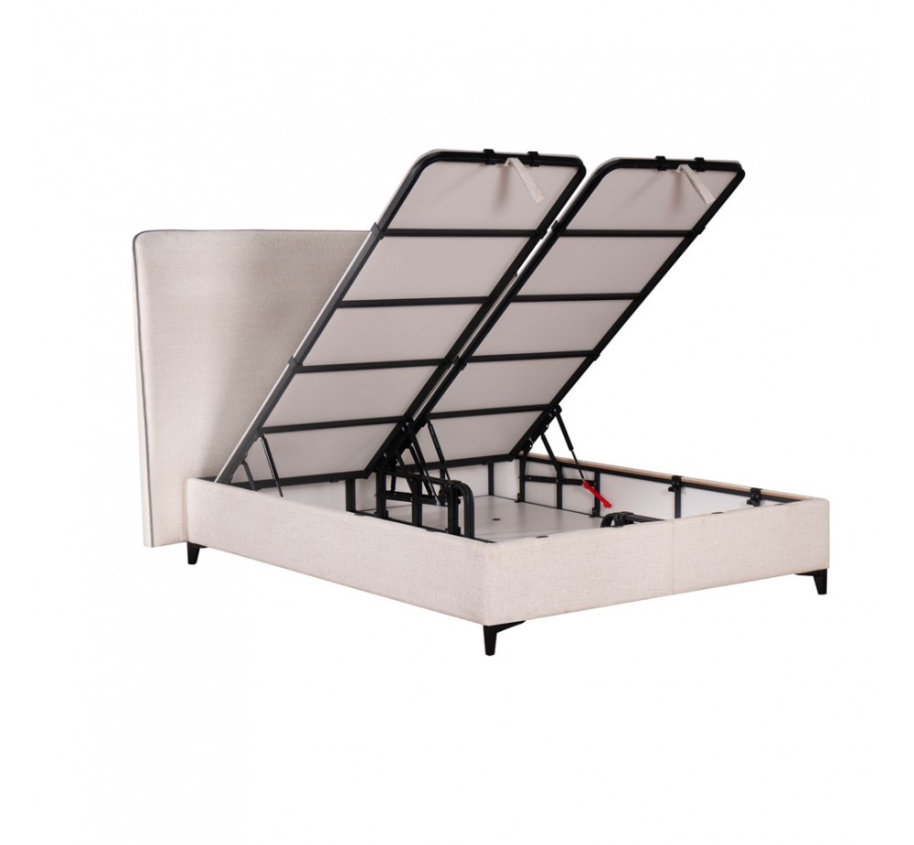COLOMBO ΚΡΕΒΑΤΙ ΜΕ ΑΠΟΘΗΚ. ΧΩΡΟ (ΓΙΑ ΣΤΡΩΜΑ 160x200cm) OFF WHITE 06-900 ΜΑΥΡΟ 170x210xH120cm