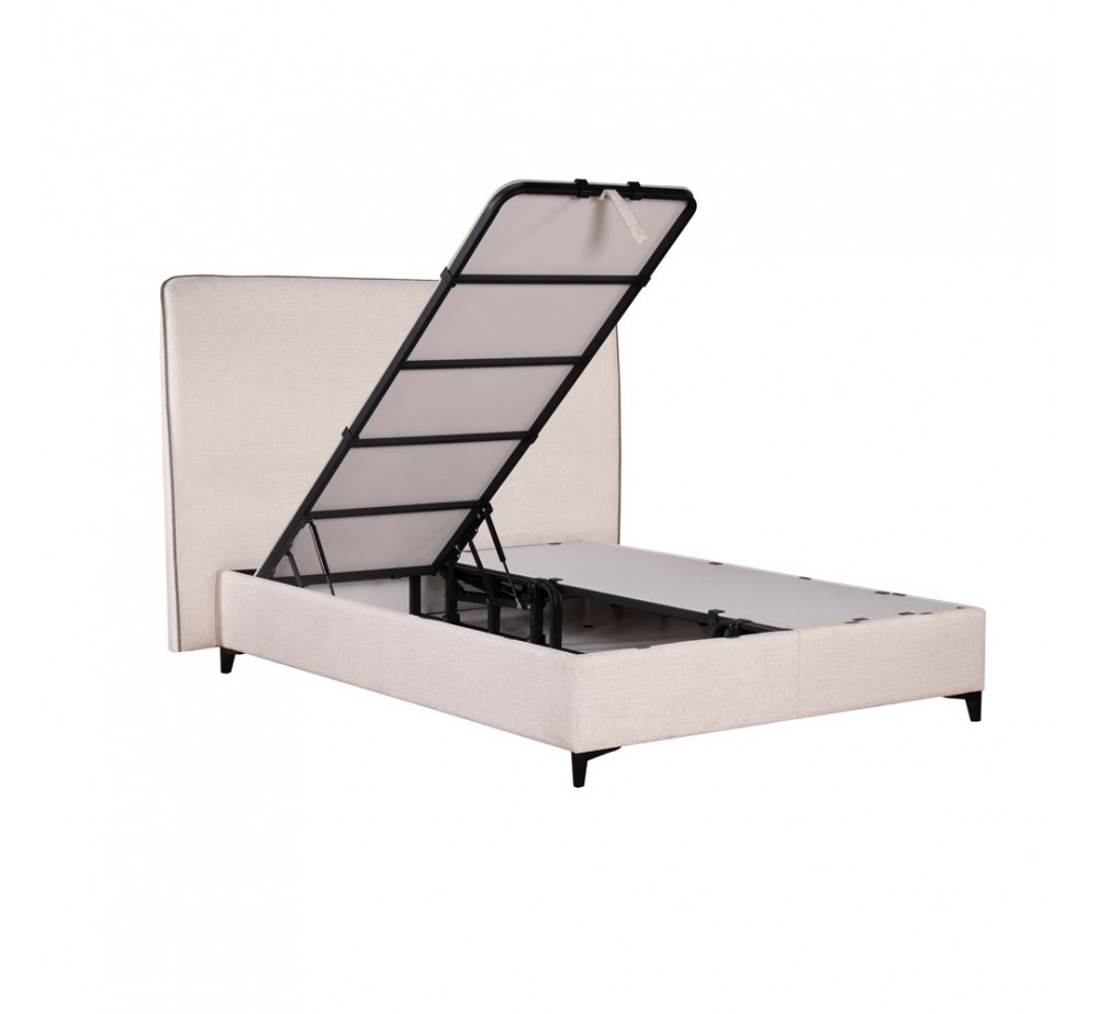COLOMBO ΚΡΕΒΑΤΙ ΜΕ ΑΠΟΘΗΚ. ΧΩΡΟ (ΓΙΑ ΣΤΡΩΜΑ 160x200cm) OFF WHITE 06-900 ΜΑΥΡΟ 170x210xH120cm
