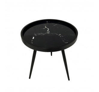 MARM SIDE TABLE ΜΑΥΡΟ ΜΕ PATTERN ΜΑΥΡΟ 49,5x49,5xH52cm