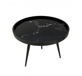 MARM COFFEE TABLE BLACK WITH PATTERN BLACK 60x60xH45cm
