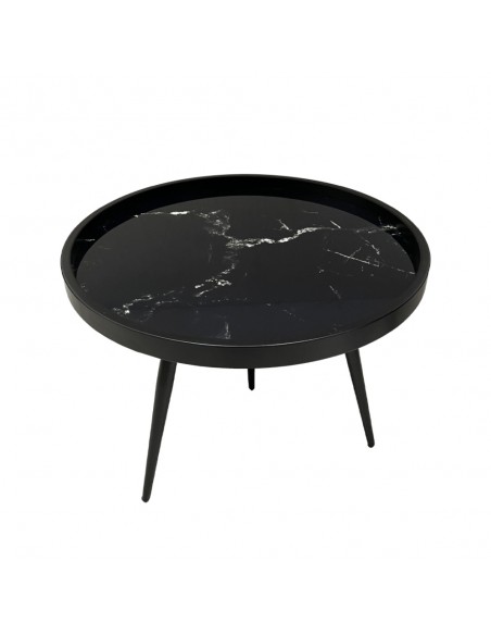 MARM COFFEE TABLE ΜΑΥΡΟ ΜΕ PATTERN ΜΑΥΡΟ 60x60xH45cm