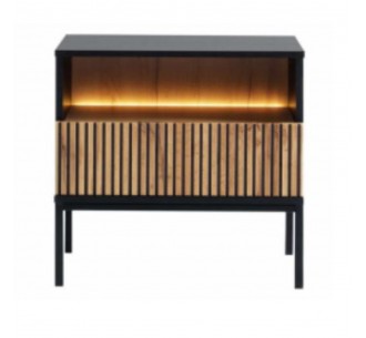 MYSTERY NIGHTSTAND 1DRAWER 1SHELF NATURAL DARK BLACK 54x39xH56cm