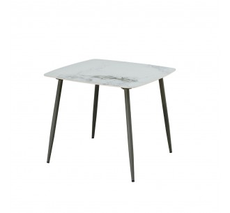 QUADRO ΤΡΑΠΕΖΙ ΛΕΥΚΟ ΜΕ ΟΨΗ ΜΑΡΜΑΡΟΥ 90x90xH77cm