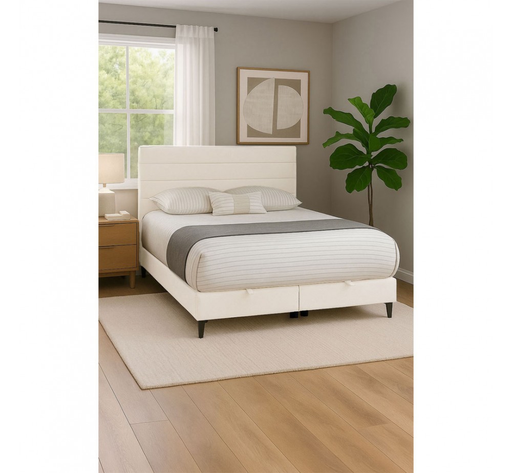 UTOPIA ΚΡΕΒΑΤΙ ΜΕ ΑΠΟΘΗΚ. ΧΩΡΟ ΚΑΙ ΣΤΡΩΜΑ WHITE SMOOTH 06-900 207x160xH115cm