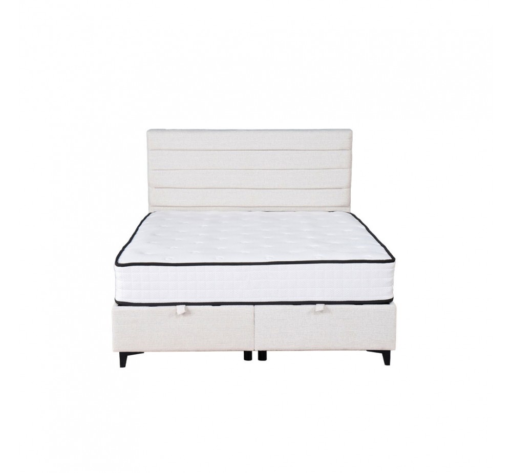 UTOPIA ΚΡΕΒΑΤΙ ΜΕ ΑΠΟΘΗΚ. ΧΩΡΟ ΚΑΙ ΣΤΡΩΜΑ WHITE SMOOTH 06-900 207x160xH115cm