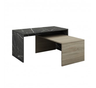 PETRA DUO COFFEE TABLE ΠΕΤΡΑ SONOMA ΣΚΟΥΡΟ 90x45xH45cm