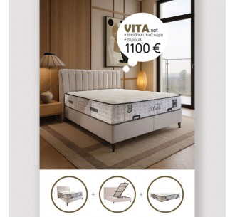 VITA ΚΡΕΒΑΤΙ ΜΕ ΑΠΟΘΗΚ. ΧΩΡΟ ΚΑΙ ΣΤΡΩΜΑ ΓΚΡΙ ΑΝΟΙΧΤΟ SILVER 175x215xH136cm