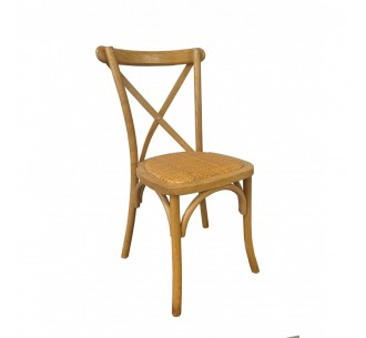 Crossback Rattan Ξύλινη Στοιβαζόμενη Καρέκλα