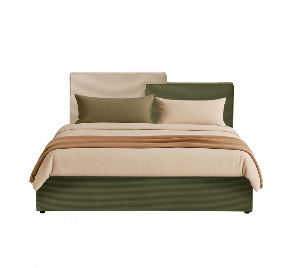PUZZLE BED (FOR MATTRESS 160x200cm) OLIVE GREEN BEIGE 223x176x106cm