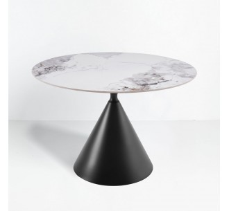 ATRIUM TABLE WHITE WITH MARBLE PATTERN 110x110xH76cm