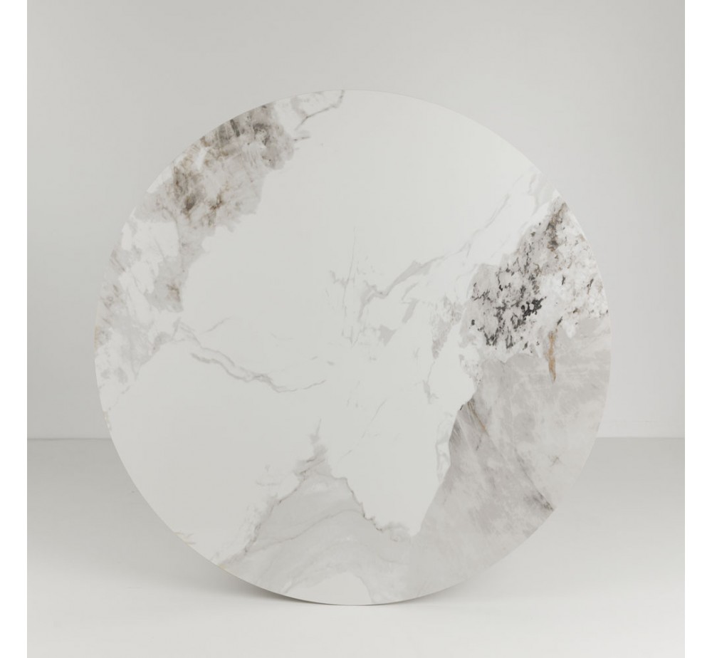 ATRIUM ΤΡΑΠΕΖΙ ΛΕΥΚΟ ΜΕ ΟΨΗ ΜΑΡΜΑΡΟΥ 110x110xH76cm